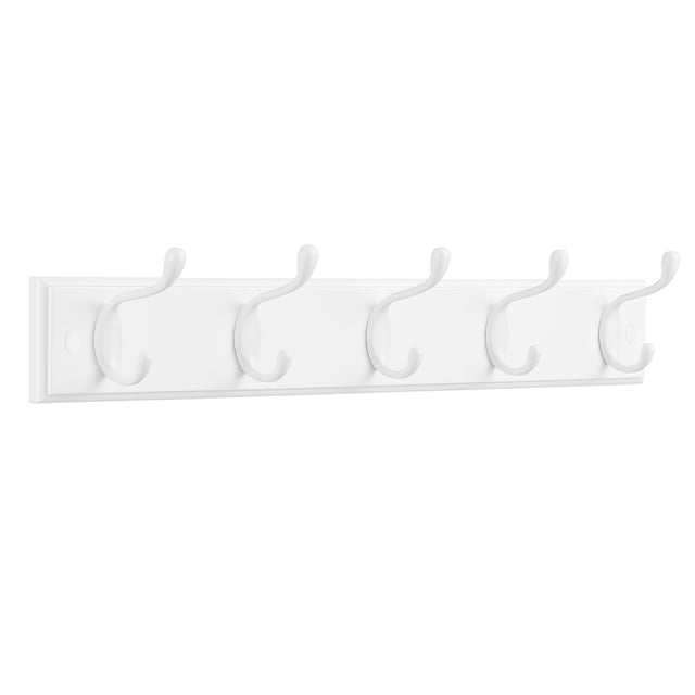 Perchero de pared SONGMICS blanco con 5 ganchos dobles