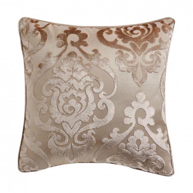 Amazing Rugs PIL-CHFBR4545 18 x 18 in. Cut Velvet Fretwork Patterned Accent Pillow in Bronze