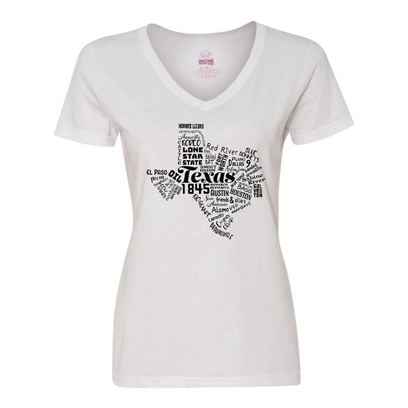 Inktastic Texas Word Salad- State Outline Women's V-Neck T-Shirt