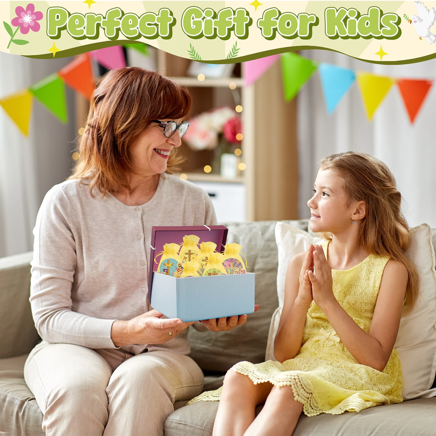 24 Set Christian Stationery Party Favors 4-In-1 Pens Sticky Note Stickers Net Bag Kit for Teaching Rewards Prizes