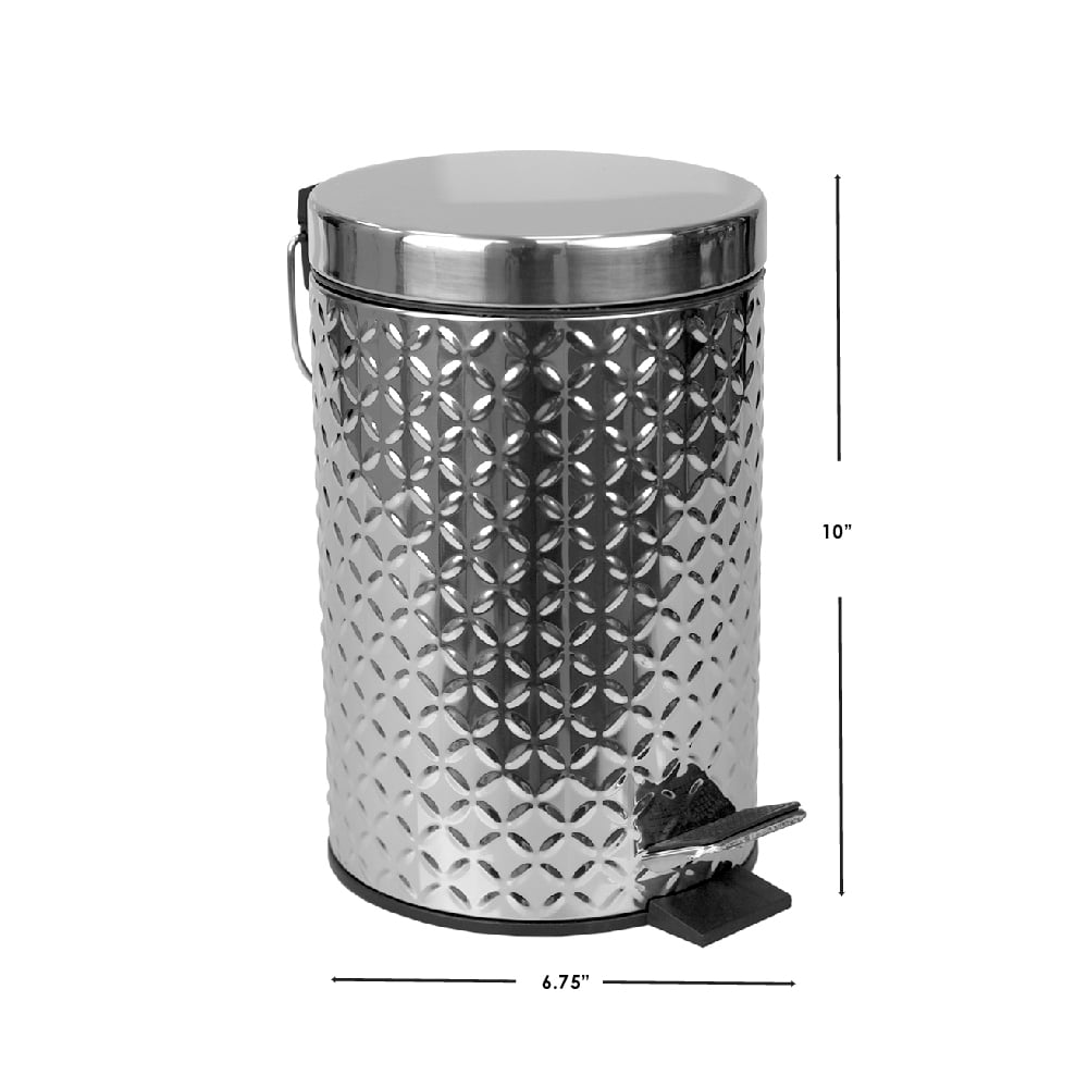 Basics 5 Liter / 1.3 Gallon Round Soft-Close Trash Can with Foot Pedal - Stainless Steel