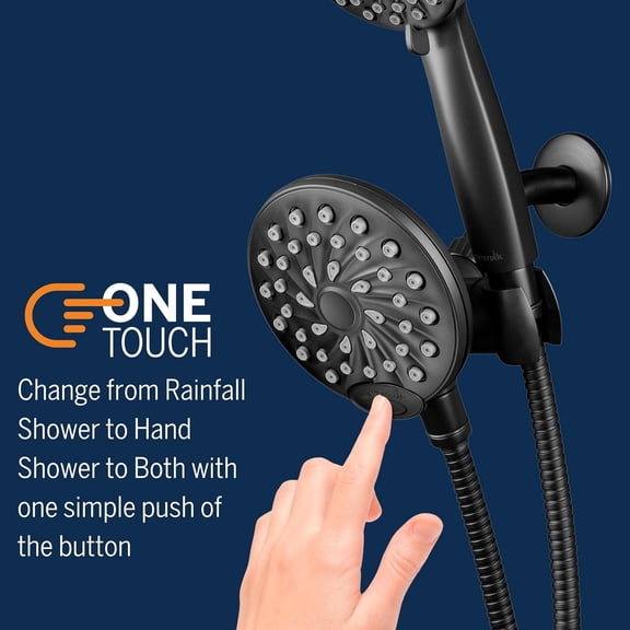 Dual Shower System Matte Black Rain and Handheld with One-Touch Switch