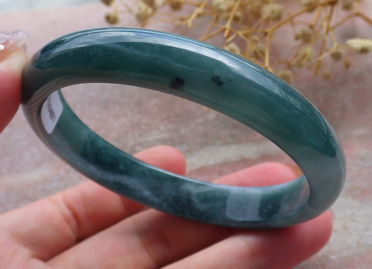 Icy Green Natural A JADE Jadeite Circle Bangle Bracelet 60 mm 682481 TN