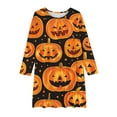 thumbnail image 4 of Mikilon Girls Halloween Dress Size 4-13 Years Fashion Solid Color Graphic Long Sleeve Round Neck Dresses Comfortable Playful Dresses, 4 of 4