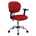 thumbnail image 1 of Mid-Back Red Mesh Padded Swivel Task Chair with Chrome Base and Arms, 1 of 7
