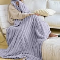 thumbnail image 6 of Leodye 1PCS Striped Flannel Fleece Throw Blanket Warm Cozy Home Decor All-season Sofa Bed Microfiber Blanket -59.05x39.37in, 6 of 7