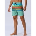 thumbnail image 2 of DARING DIVA Men's Color Block Drawstring Waist Pool Beach Striped Swimming Shorts 30 Green, 2 of 6