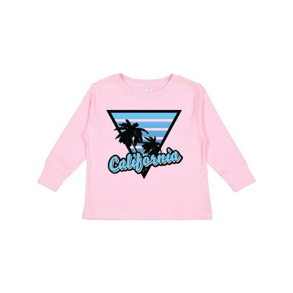Inktastic California with Triangle and Palm Trees in Blue Boys or Girls Long Sleeve Toddler T-Shirt