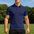 thumbnail image 2 of hotojiny Mens Golf Shirt Quick-Dry Short Sleeve Stretch Top Collared Athletic T-Shirt Lightweight Solid Color Workout Tee(Navy AA1,XX-Large), 2 of 7