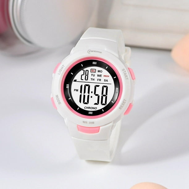 Reloj digital deportivo para niños y niñas, relojes electrónicos a prueba de agua, reloj de con , cronómetro, calendario, luz EL para