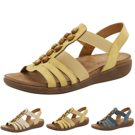 

PEASKJP Womens Wedge Sandals 2023 Women High Heel Open Toe Sandals Wedge Casual Shoes Round Toe Slippers Shoes Women Sandals Blue 8.5