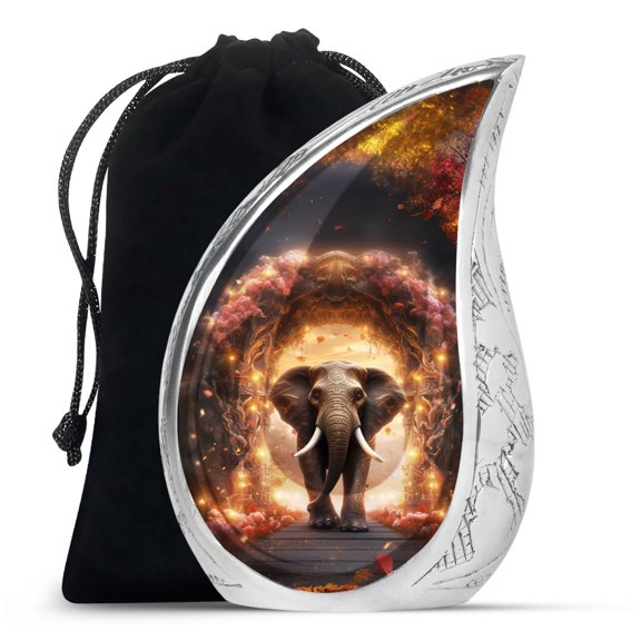 Elephant Urn, Large Cremation Urn 10 Inch, Teardrop Urn For Ashes, Burial Urn For Adult Human Ashes, Urn For Ashes For Women, Decorative Urn, Urn For Ashes Adult Male, Cremation Urn For Human Ashes