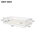 thumbnail image 6 of Twin Floor Bed for Kids, Montessori Bed Frame with Fence and Door, Wooden Floor Twin Platform Bed for Kids, Boys Girls, Slats Included, No Box Spring Needed (Twin Size, White), 6 of 6