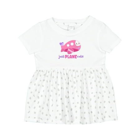 

Inktastic Just Plane Cute Smiling Pink Airplane Girls Baby Dress