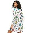thumbnail image 2 of FORMRS Womens Long Sleeve Nightgowns Crew Neck Sleep Shirt Soft Pajamas Sizes S-3XL, Green Stars, 2 of 8