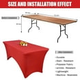 thumbnail image 5 of 3 Pcs 6 Ft Red Stretch Spandex Tablecloth, Stretchable Elastic Table Cover, Rectangular Anti-Wrinkle Tight Fit Washable Tablecloth, Cocktail Table Cover for Wedding, Banquet, Exhibitions, Party, 5 of 7