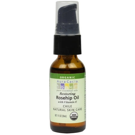 Aura Cacia Organic Restoring Rosehip Oil with Vitamin E 1 oz