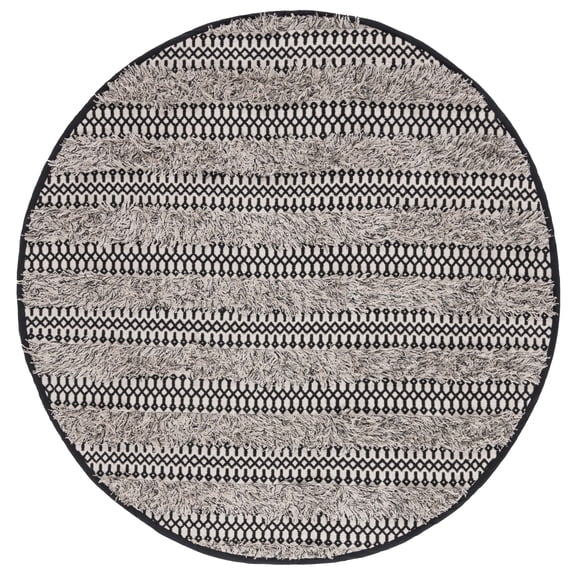 SAFAVIEH Natura Laird Geometric Cotton Area Rug, Black/Ivory, 6' x 6' Round