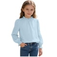 thumbnail image 6 of Ultrave Ruffle Collar Shirt for Girls Dot Print Smocked Long Sleeve Blouse Loose Cute Shirts for 5-14Y, 6 of 6