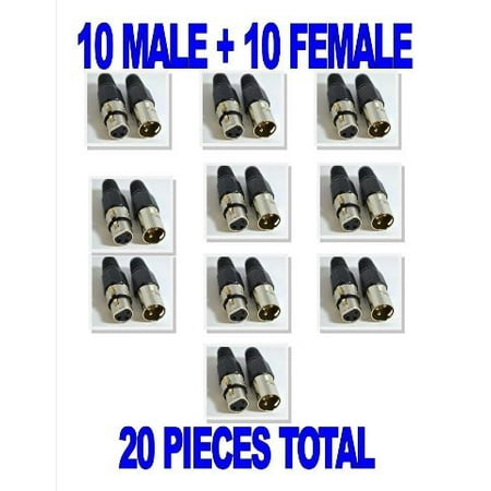 10 Male & 10 Female 3 Pin XLR Connectors for Microphone Mic Cable (Best Cheap Xlr Cables)