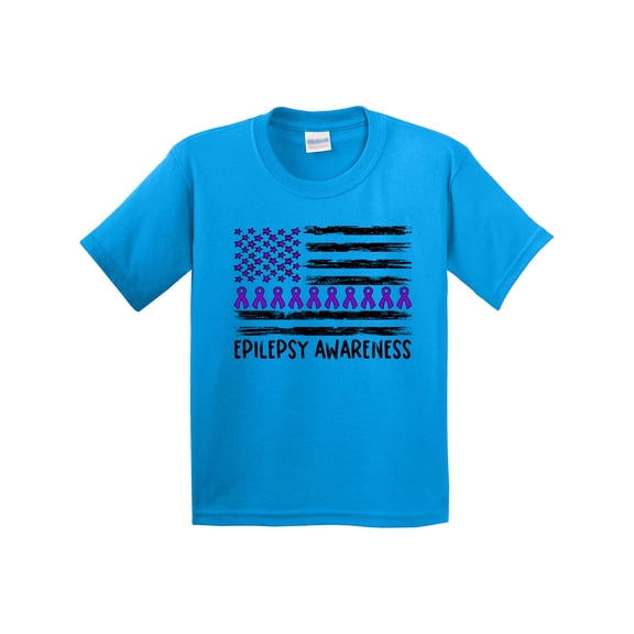 Inktastic Epilepsy Awareness Purple Ribbons and Flag Youth T-Shirt