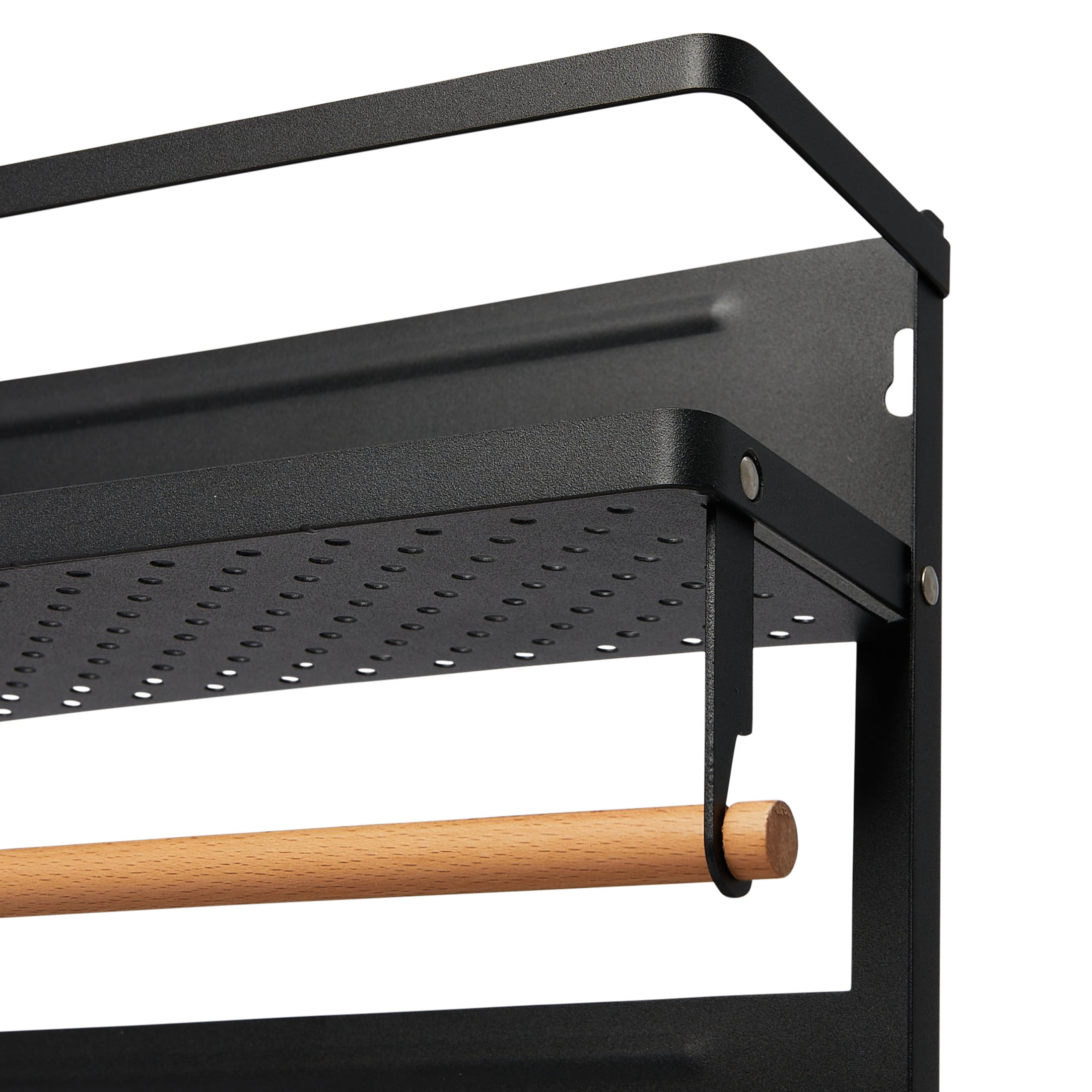 Household Essentials Metal Magnetic Organizer with Paper Towel Holder, Black
