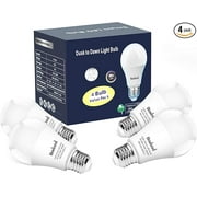Dusk to Dawn Light Bulbs, Built-in Photocell Light Sensor, Automatic On/Off, E26 Base 9W 60W Equivalent, AC120V 3000K Warm White, Indoor/Outdoor Sensor LED Bulb for Yard Entrance Porch 4Pack