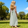 thumbnail image 4 of Ashyfjp Girls Dresses Casual Striped Printed Sleeveless Camisole Pajamas with Drawstring, Trendy Loose Comfortable Breathable Sundress for Girls, Size 5-14, 4 of 9