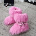 thumbnail image 6 of Snow Boots for Women,Punk Style Studded Furry Boots With Built In Height And Shearling Insulation,Winter Boots for Women,Pink,7.5, 6 of 8
