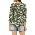 thumbnail image 4 of INSPIRE CHIC Women's Boho Blouse Floral Print Tie Neck 3/4 Sleeve Casual Tops XL Black, 4 of 8
