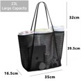 thumbnail image 2 of Bolsa de mano, bolsa de playa de malla con bolsillo con cremallera, bolsos de hombro extra grandes, bolsa de compras reutilizable y plegable, negro, 2 of 4