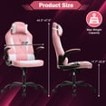 thumbnail image 5 of Girls' Gaming Chair Adjustable Leather Reclining Video Computer Chair with Flip Up Arms Headrest, Ergonomic Rolling Swivel Home Office Desk Chair, Pink, 5 of 8