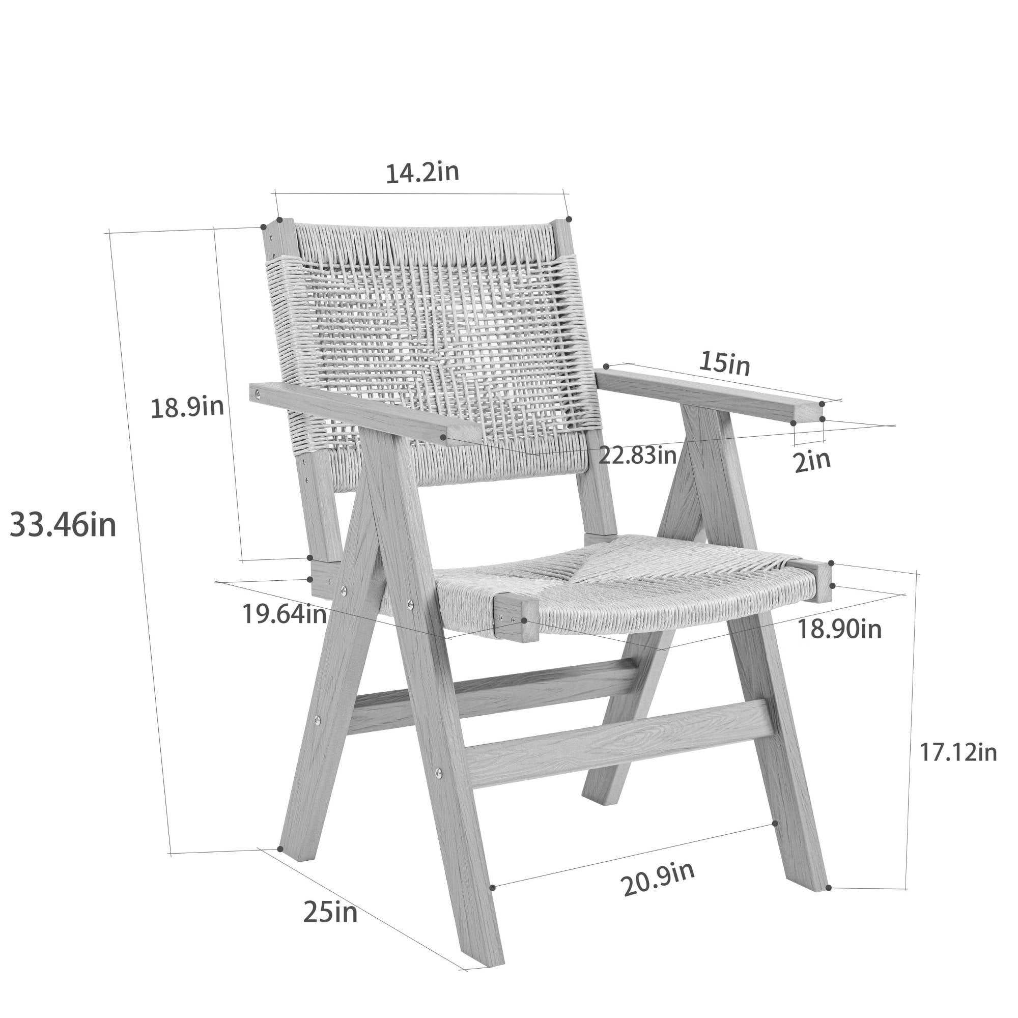 Heavy Duty Outdoor Dining Chair, Weather Resistant Side Chair for Deck Dinner Party Year Round Al Fresco Dining, Brown