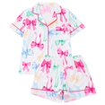 thumbnail image 2 of Conairie Pajama Sets for Women Valentine Bow Print Casual Button Down Shirt And Shorts Pj Set Loungewear Soft Two Piece Holiday Sleepwear White XL, 2 of 6
