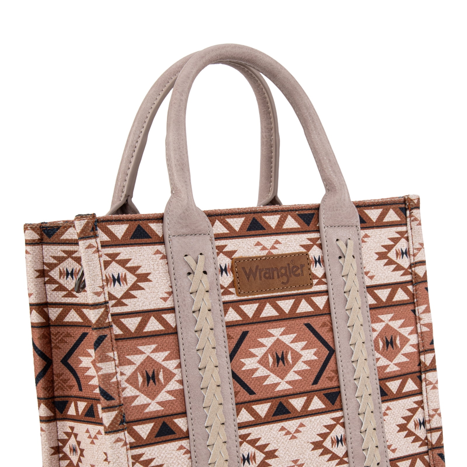 Wrangler Aztec Tote Bag for Women Boho Shoulder Purses and Handbags, Aztec Tan