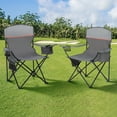thumbnail image 2 of Sophia & William Camping Chairs 2 Pack Portable Outdoor Folding Chairs with Cooler Bag & Side Pocket, Grey, 2 of 8