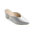 thumbnail image 1 of BLISSFUL STEP Women's Pointed Toe Chunky Heels Slides Mules Silver (Size 8), 1 of 7