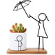 thumbnail image 1 of Maceta para suculentas y cactus con bandeja de bambú: divertida maceta de cerámica para mamá e hijo, regalo perfecto para la decoración del hogar y la oficina, con capacidad para miniplantas, 1 of 5