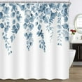 thumbnail image 4 of Shower Curtain Blue Eucalyptus Shower Curtains for Bathroom, Watercolor Plant Leaves Shower Curtain Set with Hooks, Rustic Fabric Cloth Bathroom Curtains, 72X72in, 4 of 5