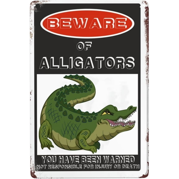 Beware Of Alligators Metal Sign Warning Sign Safety Signs For Home Outdoor Garden 8x12 Inches