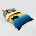 thumbnail image 3 of Ambesonne Nature Bedding Set 3 Pcs, Sunset at Lake Fishing, Twin XL, Orange Blue, 3 of 3