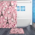 thumbnail image 2 of Coolnut Eiffel Tower Bath Curtain Rugs Sets 2 Pcs, Bathroom Theme Set with Shower Curtain and Non-Slip Carpet, 60x72in + 23.6x15.7in, 2 of 7