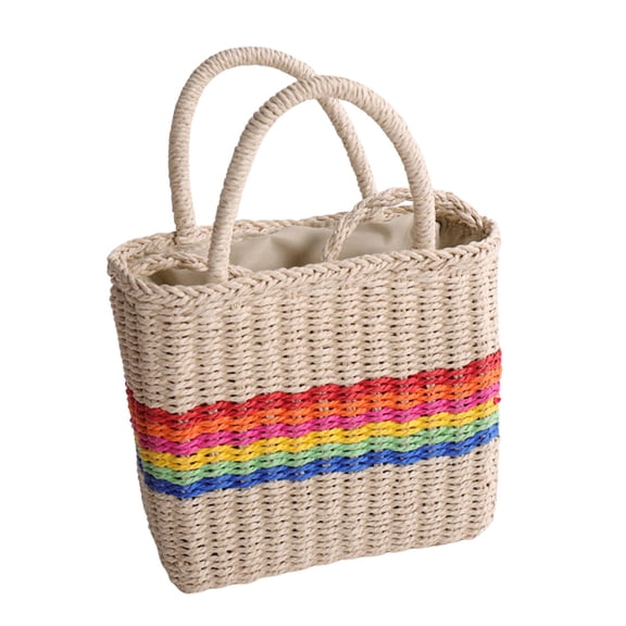 FVDPWYE Fashion Women Straw Handbag Boho Top Handle Satchel Shoulder Bags Handwoven Chic beige