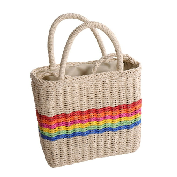 Bolso de mujer jinwen tejido con asa superior Satchel Bohemian Chic