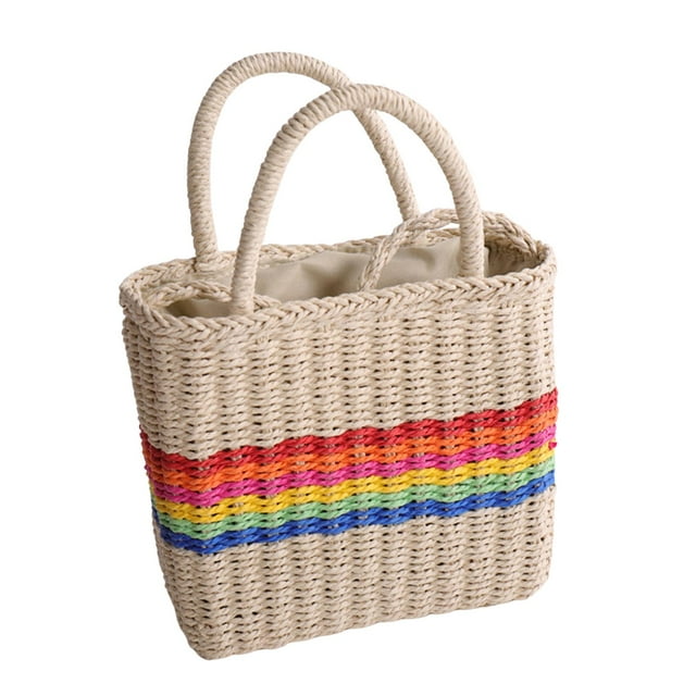 Bolso de paja Sunnimix bohemio tejido beige para mujer