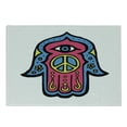 thumbnail image 1 of Hamsa Cutting Board, Hippie Boho Hamsa with Peace Sign in the Palm Art, Decorative Tempered Glass Cutting and Serving Board, Small Size, Pink Blue Yellow, by Ambesonne, 1 of 1