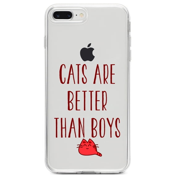 DistinctInk Clear Shockproof Hybrid Case for iPhone 7 PLUS / 8 PLUS (5.5" Screen) TPU Bumper Acrylic Back Tempered Glass Screen Protector - Cats Are Better Than Boys
