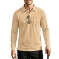 thumbnail image 2 of GrmtClth Mens Solid Tone Long Sleeve Collared Polo Shirts Functional Chest Pocket Sun Shield Air Permeable Outdoor Sports Golf Pullover Tops Khaki XL, 2 of 9