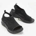 thumbnail image 2 of Sandalias de playa de suela gruesa para mujer, sandalias suaves y anchas con parte superior de cuero para ir de compras, conducir y caminar, 2 of 5