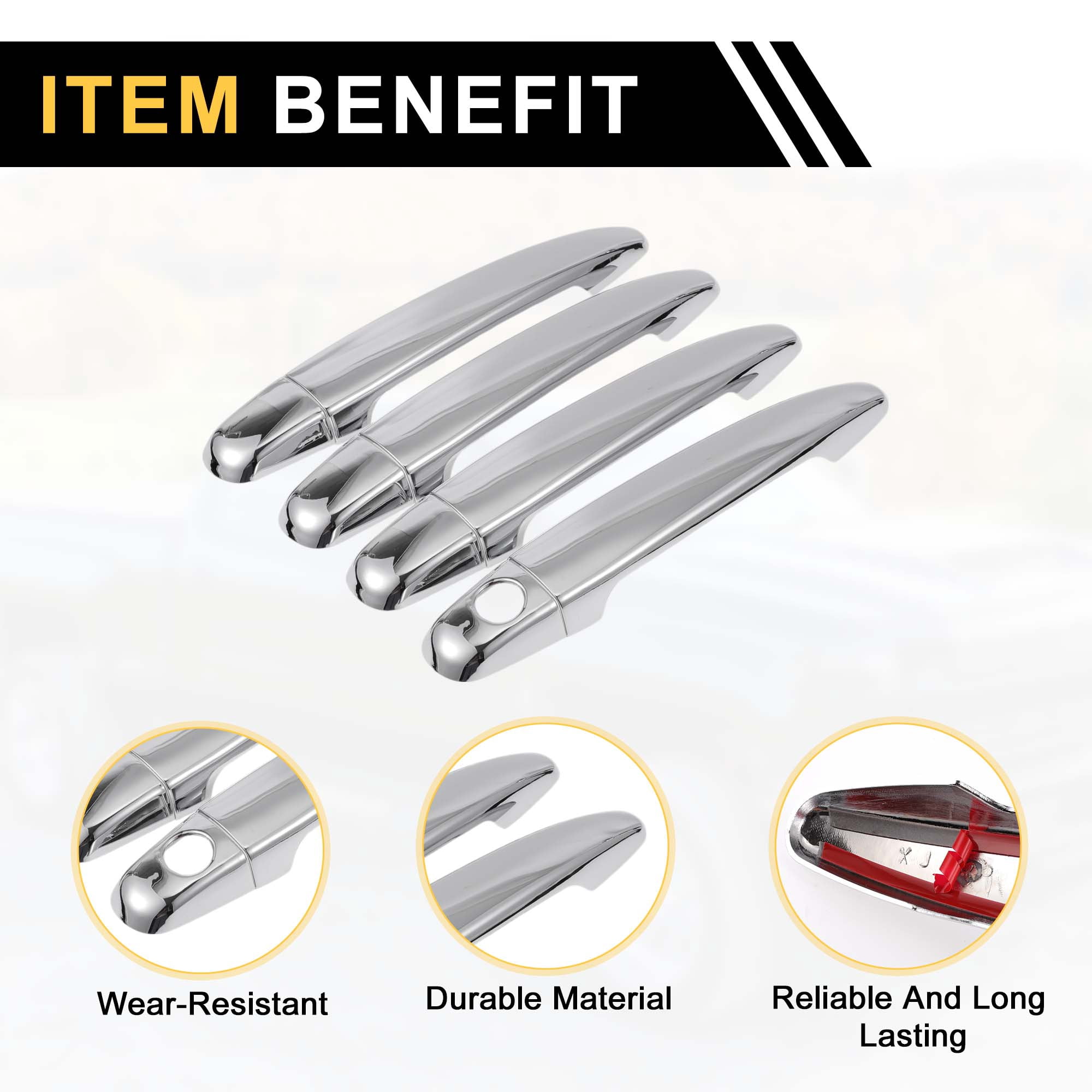 Unique Bargains 4pcs Exterior Door Handle Cover for Toyota 4Runner 2003-2010 Silver Tone